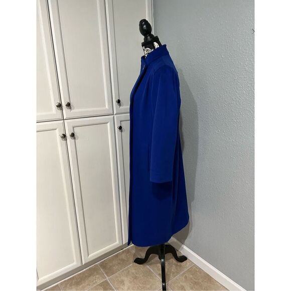Coat Wool Royal Blue NWOT Double Breasted roll up button collar SZ 10 - Picture 3 of 9